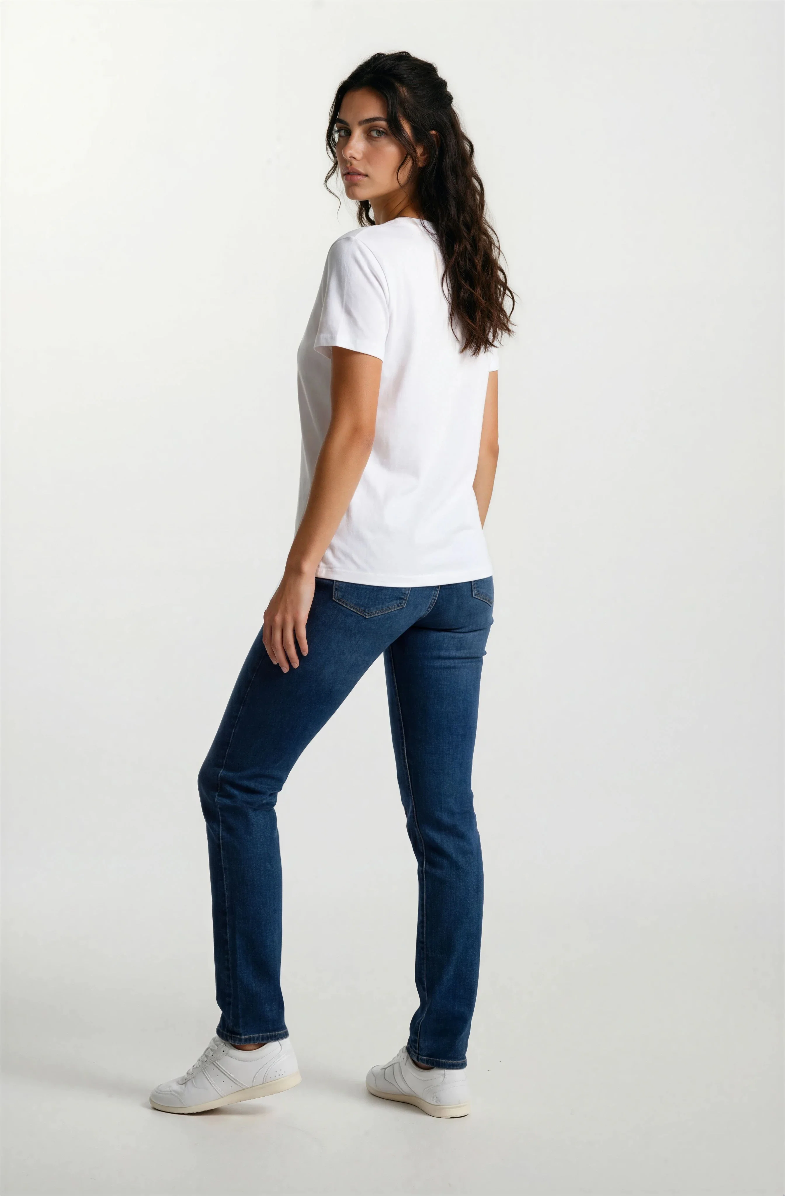 Jeans jambe droite coutures ton sur ton | Taille régulière - Image 3