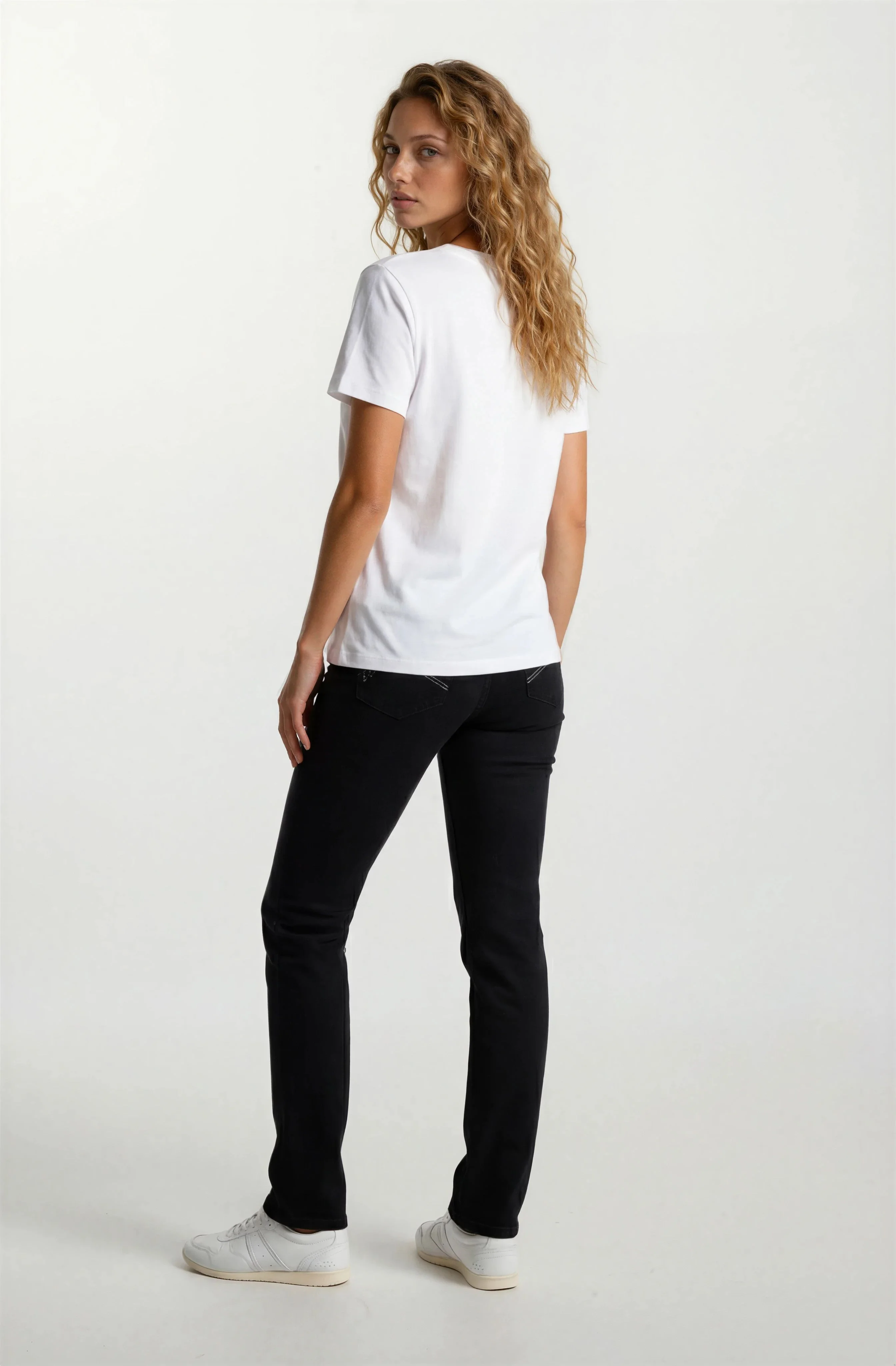 Jeans jambe droite coutures contrastantes | Taille régulière - Image 3
