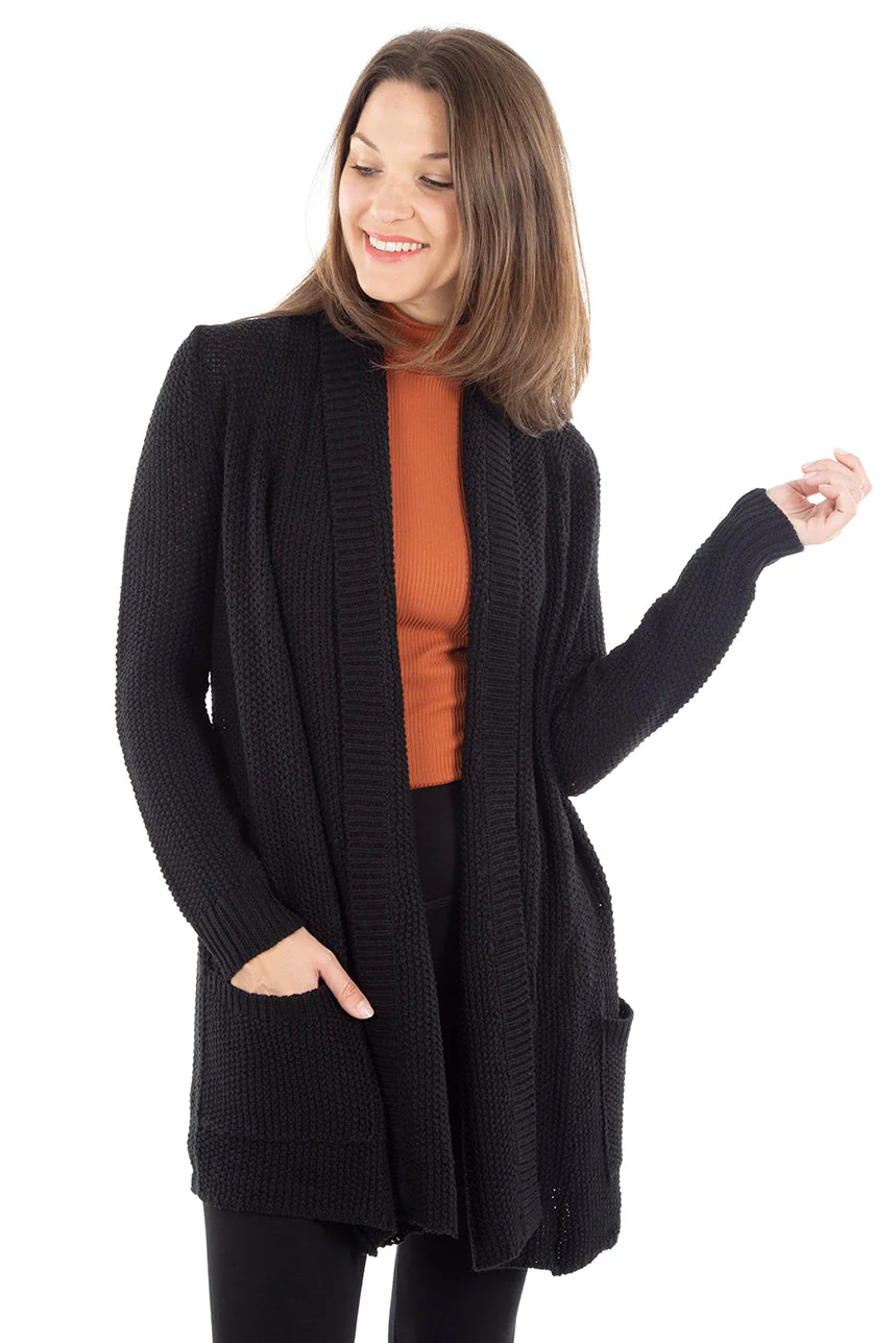 Cardigan uni mi-long | 4 couleurs