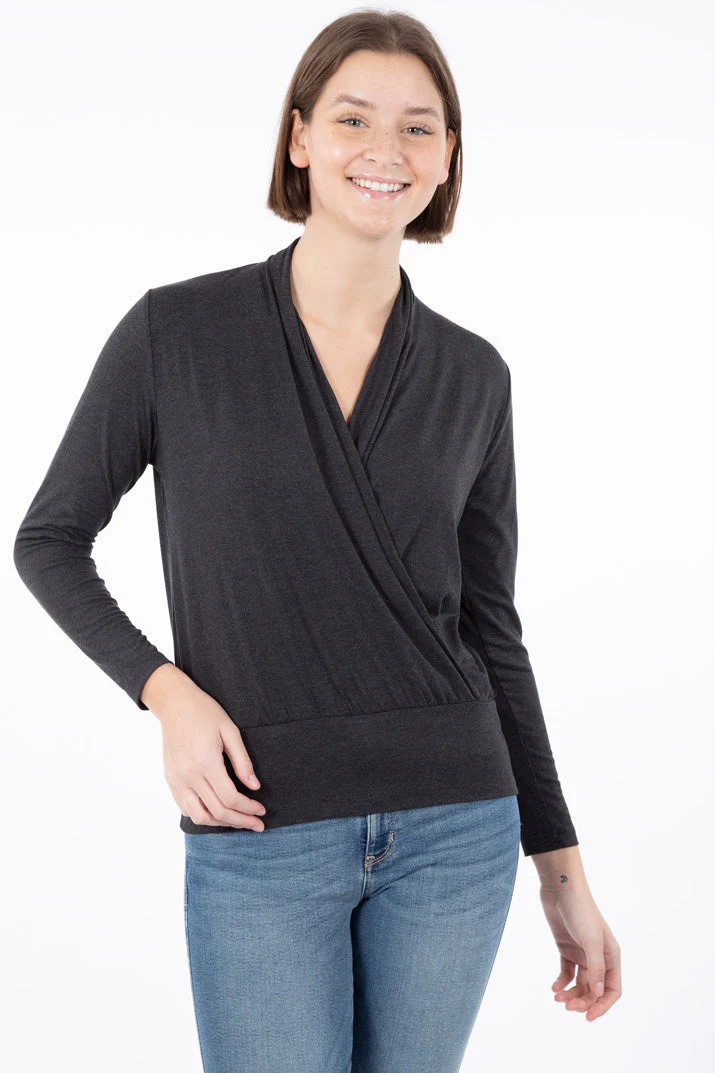 T-shirt croisé manches longues | 3 couleurs