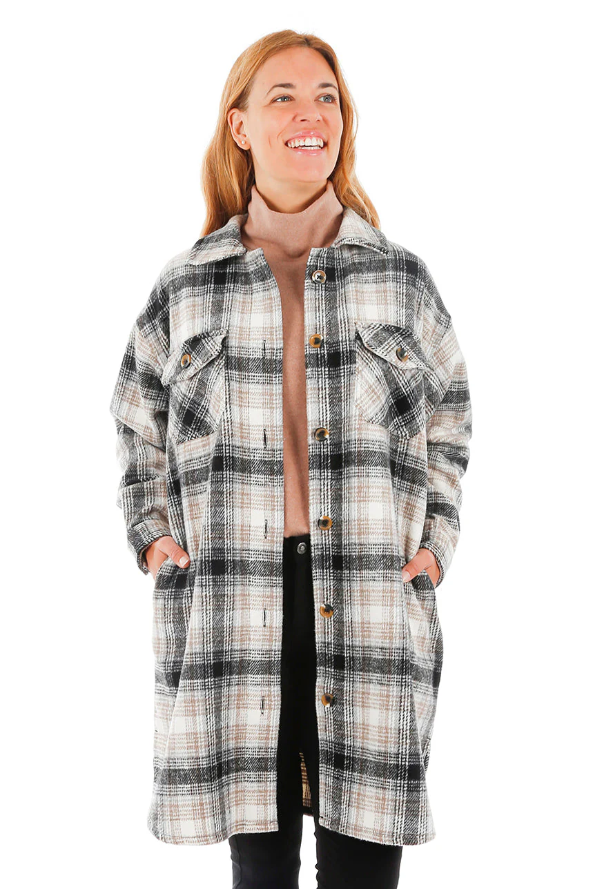 Manteau mi-long léger à carreaux | 2 couleurs