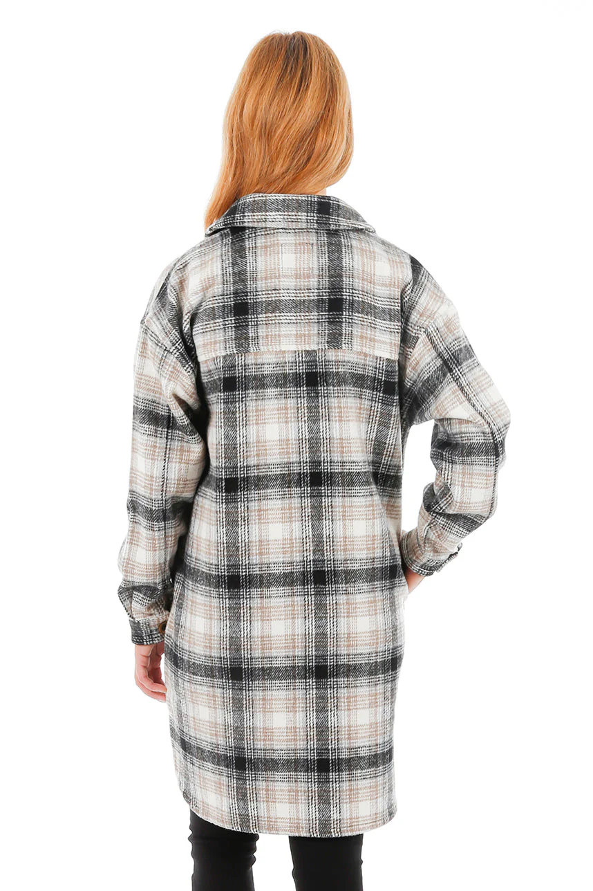 Manteau mi-long léger à carreaux | 2 couleurs - Image 2