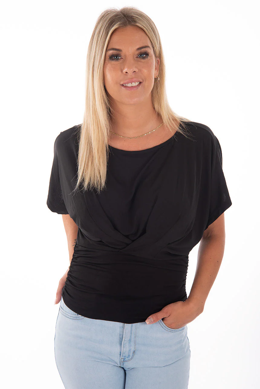T-shirt petites fleurs manches chauve-souris