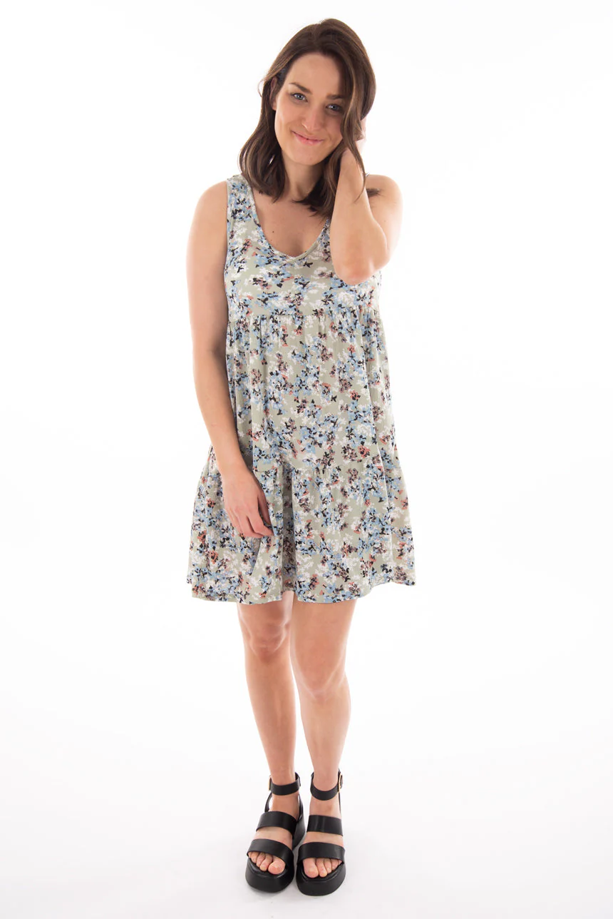Robe imprimé fleurs délicates | Fabriquée au Québec | 2 couleurs