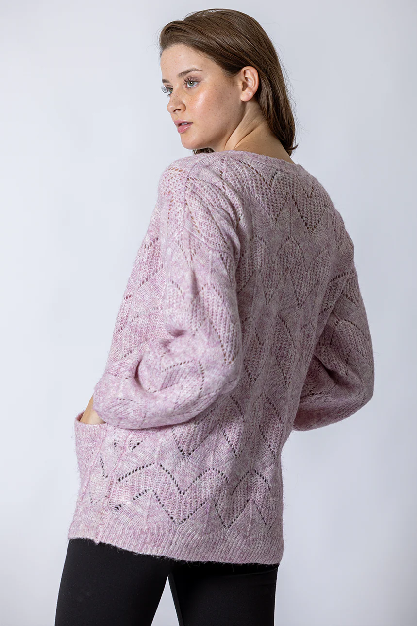 Le cardigan en tricot ajouré 2 tons - Image 2