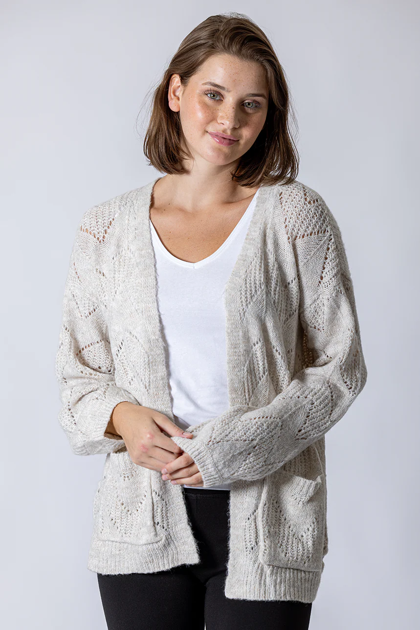 Le cardigan en tricot ajouré 2 tons - Image 3