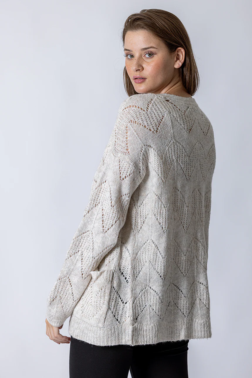 Le cardigan en tricot ajouré 2 tons - Image 4