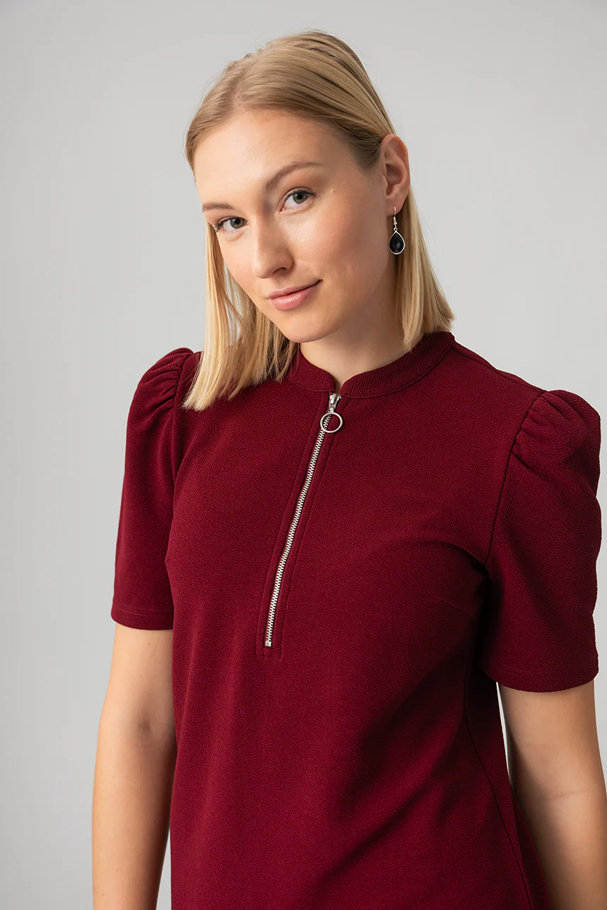 La robe droite demi zip à manches bouffantes - Image 2