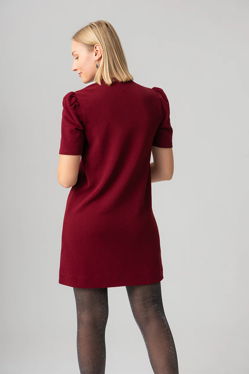 La robe droite demi zip à manches bouffantes - Image 3