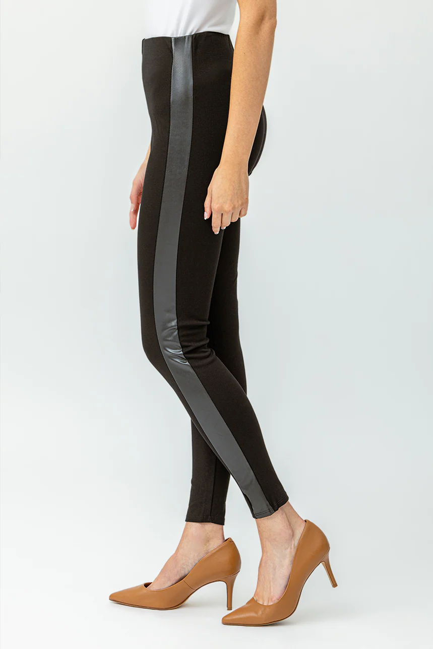 Le legging noir insertion de similicuir - Image 3