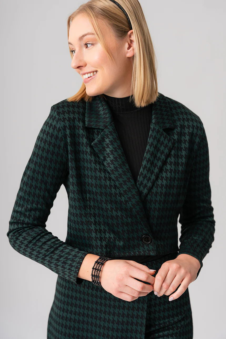 Le blazer structuré écourté pied-de-poule - Image 3