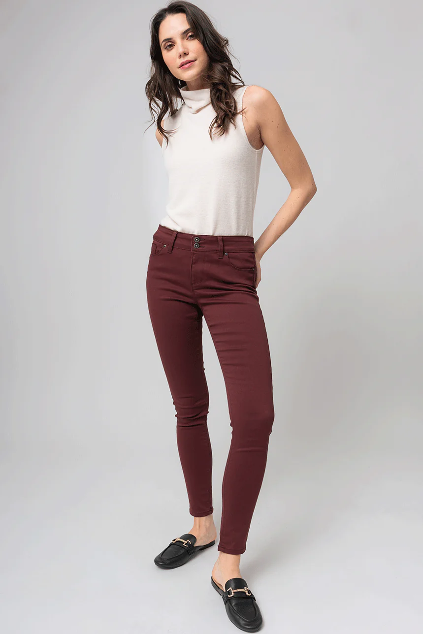 Le jeans étroit sculptant de couleur 2 boutons - Image 8