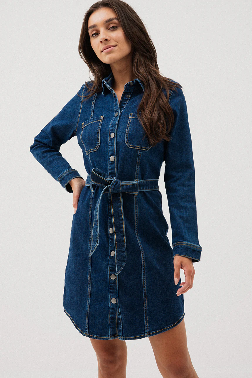 La robe en denim col chemisier - Image 3