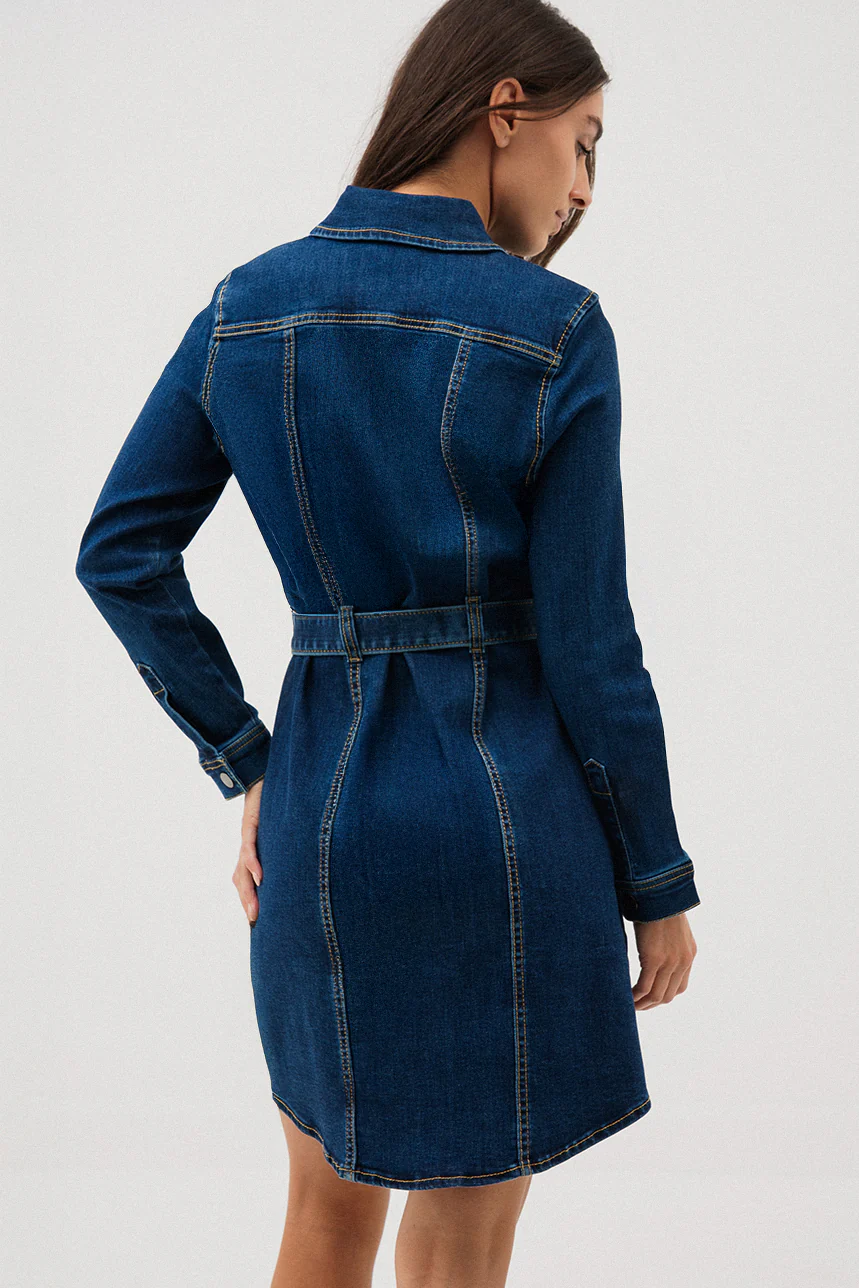 La robe en denim col chemisier - Image 5