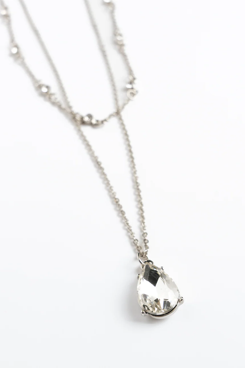 Le collier double chaîne pierre facettée - Image 2