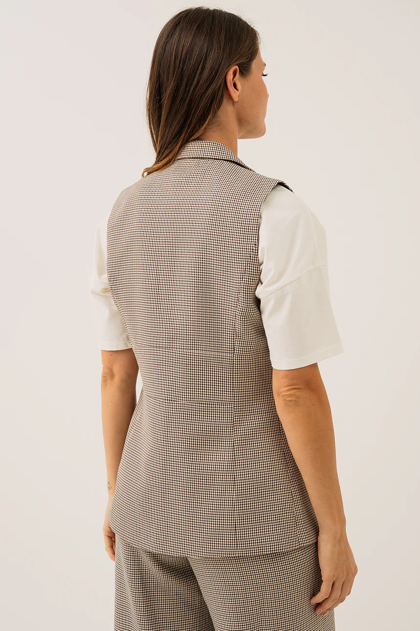 La veste habillée pied de poule brune - Image 3