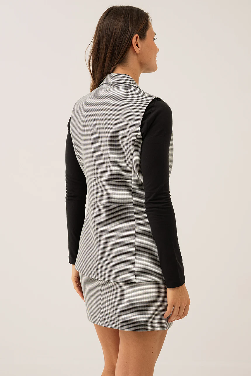 La veste habillée pied de poule noire - Image 3