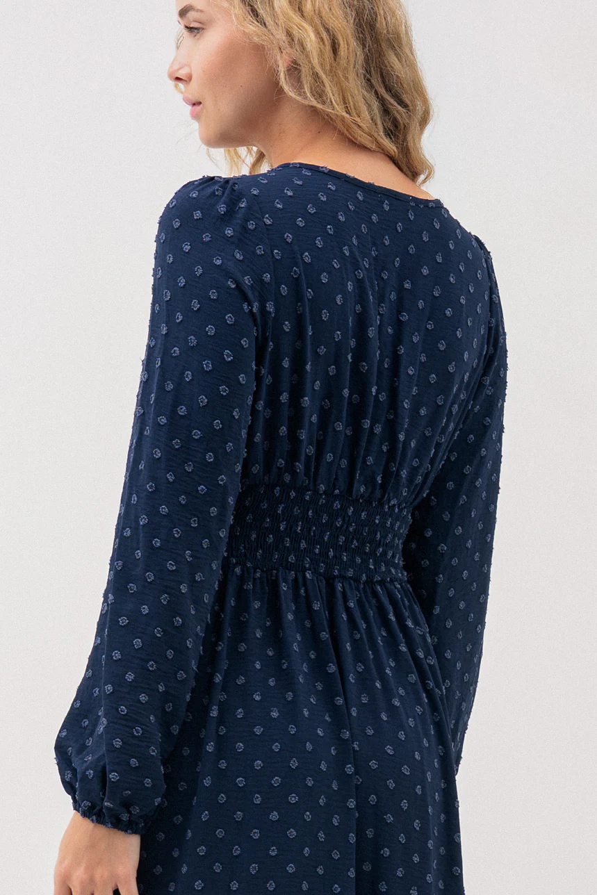 La robe maxi marine en tissu “Dotted Swiss” - Image 4