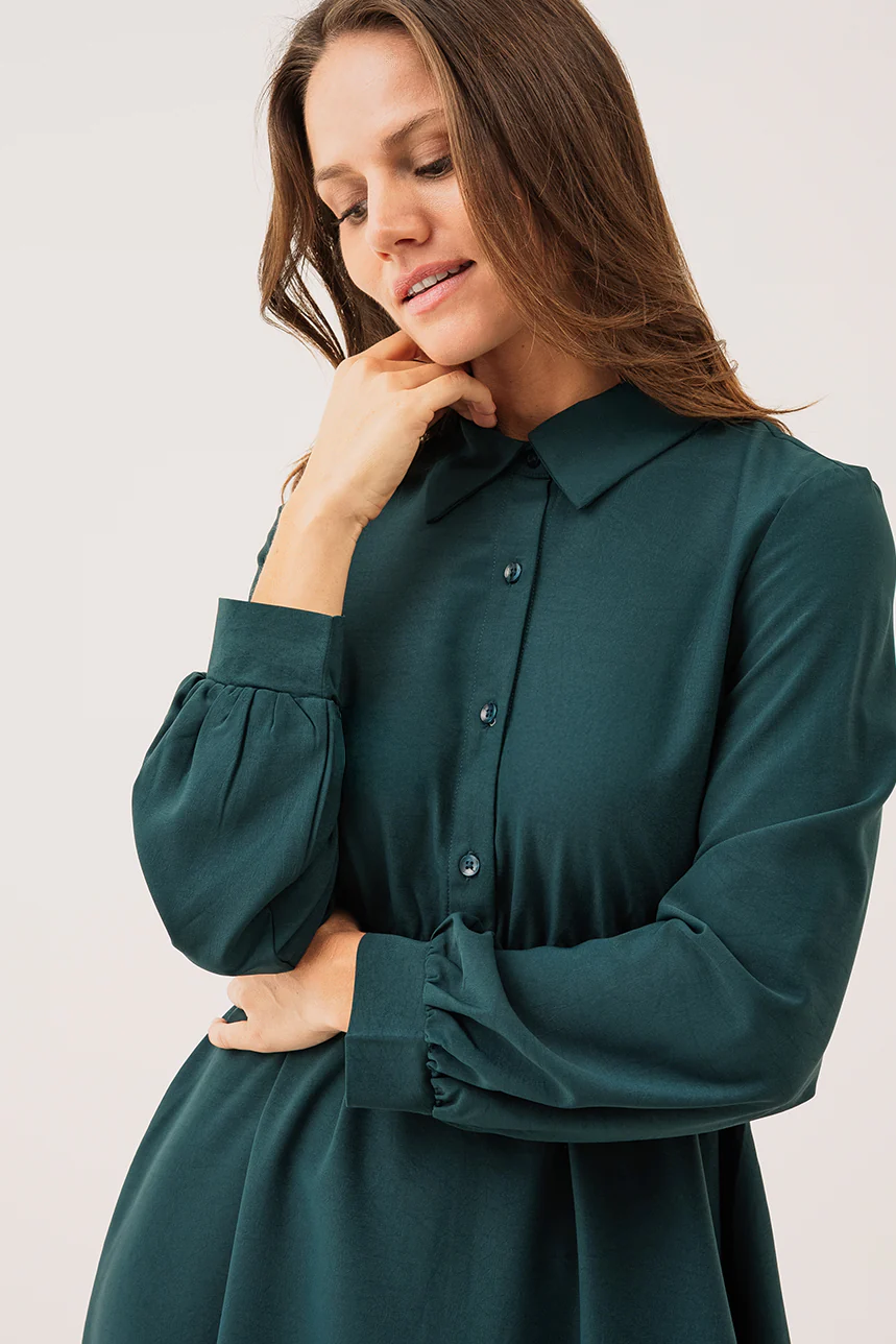 La robe vert foncé taille élastique - Image 2