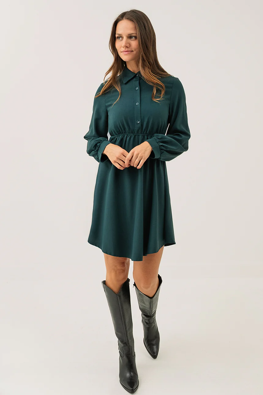 La robe vert foncé taille élastique - Image 3