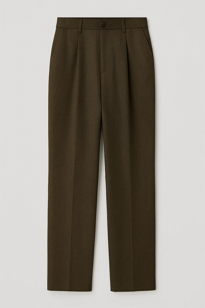 Le pantalon droit jambe large brun chiné - Image 3