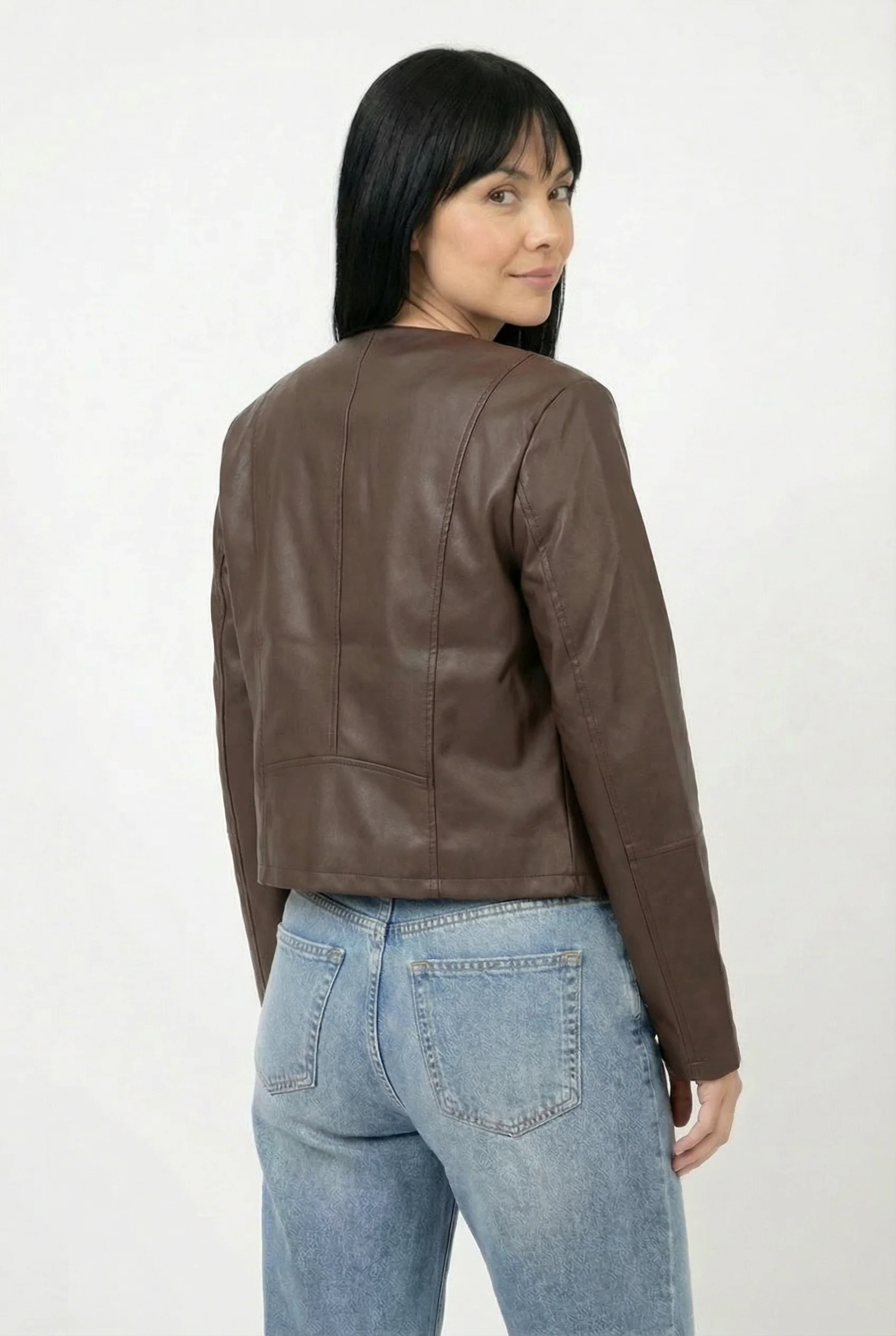 La veste effet cuir brune - Image 3