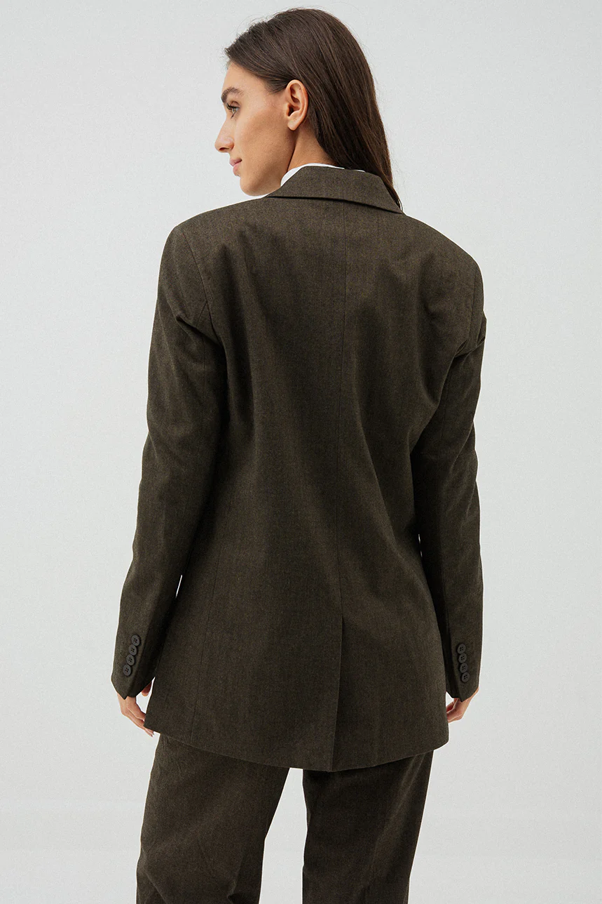Le blazer uni ample brun chiné - Image 4