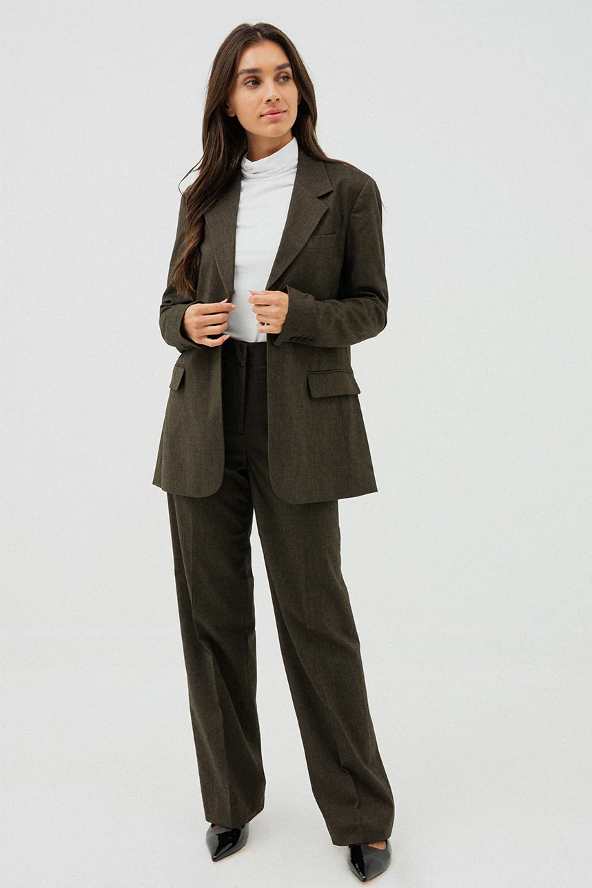 Le blazer uni ample brun chiné - Image 5