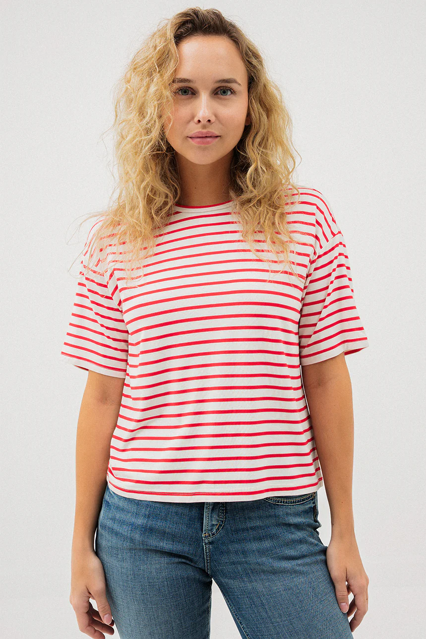 Le t-shirt à manches courtes rayé légèrement “Boxy” - Image 5