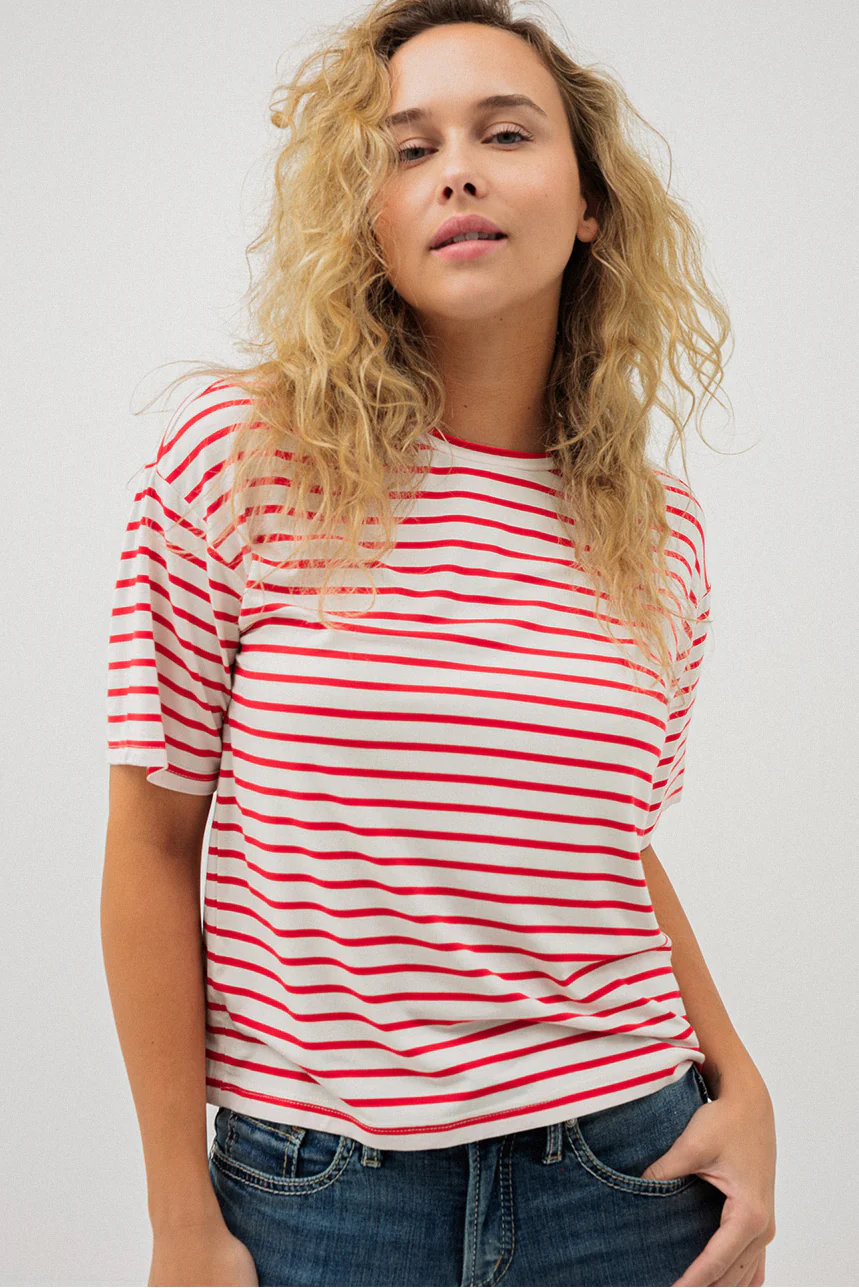 Le t-shirt à manches courtes rayé légèrement “Boxy” - Image 6