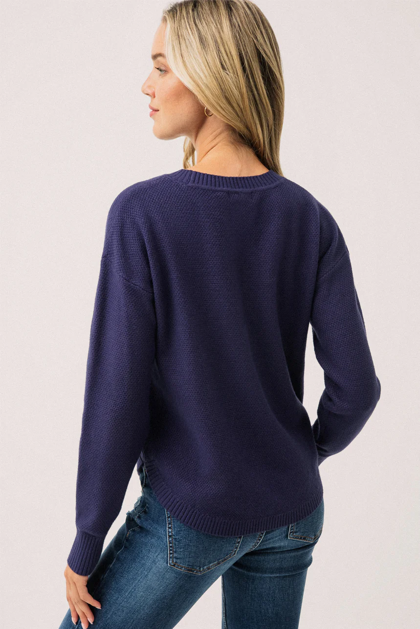 Le chandail marine en tricot texturé - Image 3