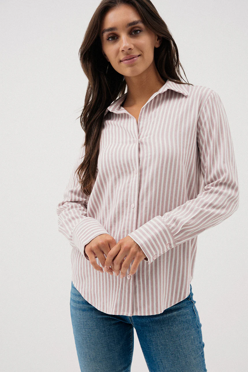 La blouse rayée rose et blanc