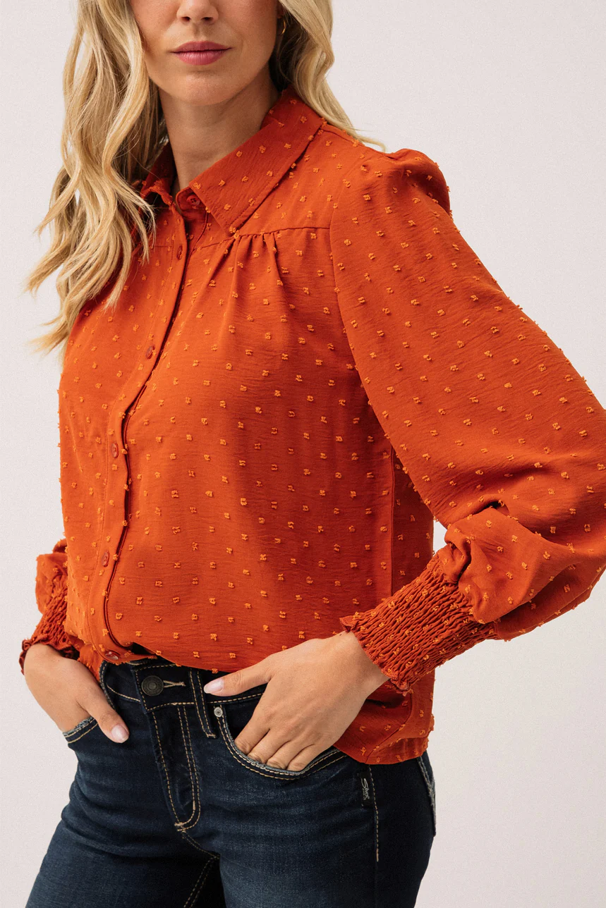 La blouse rouille en tissu “Dotted Swiss” - Image 3