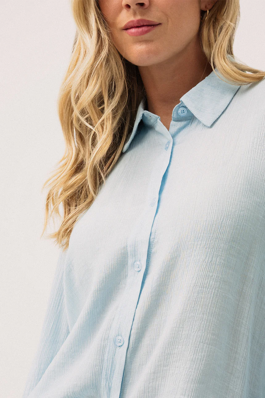 La chemise effet plissée bleu - Image 2