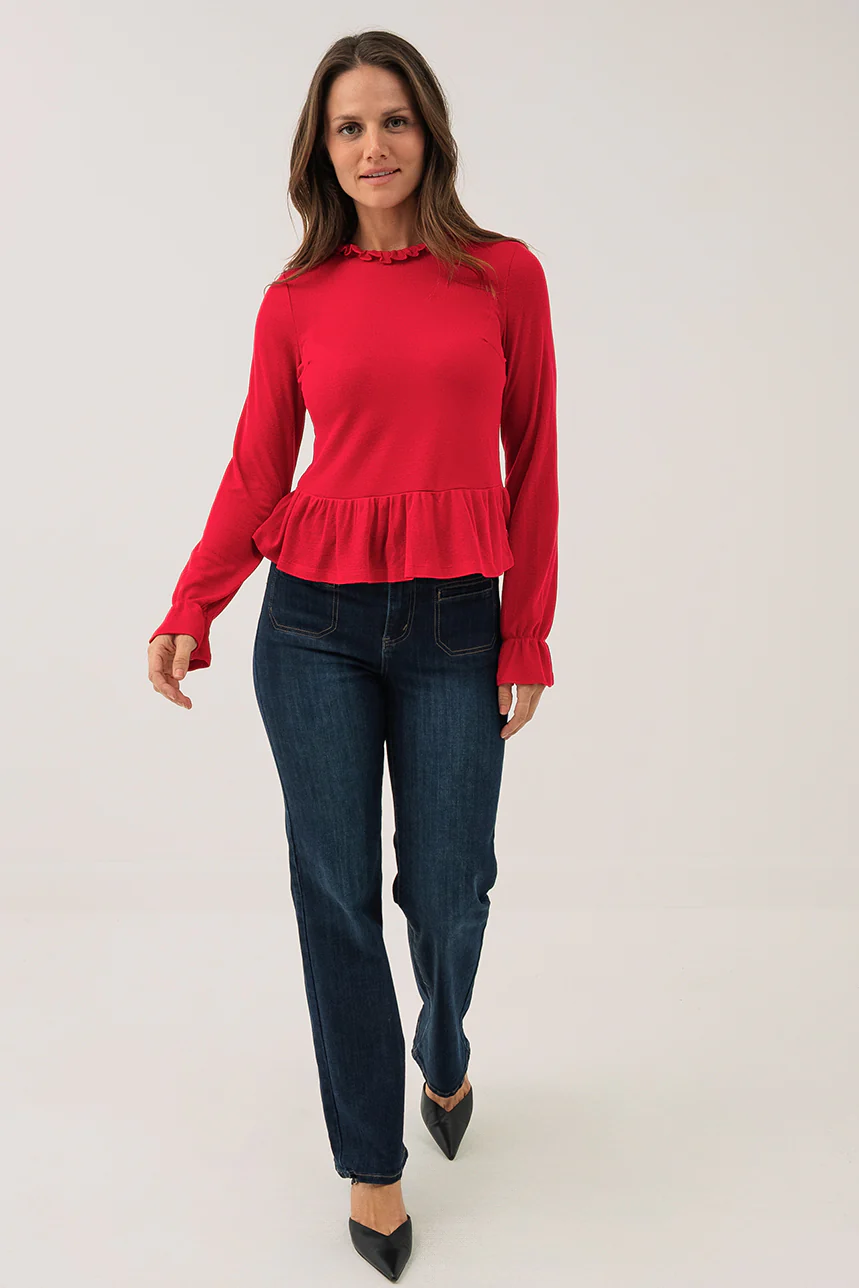 La blouse t-shirt peplum à manches longues - Image 3