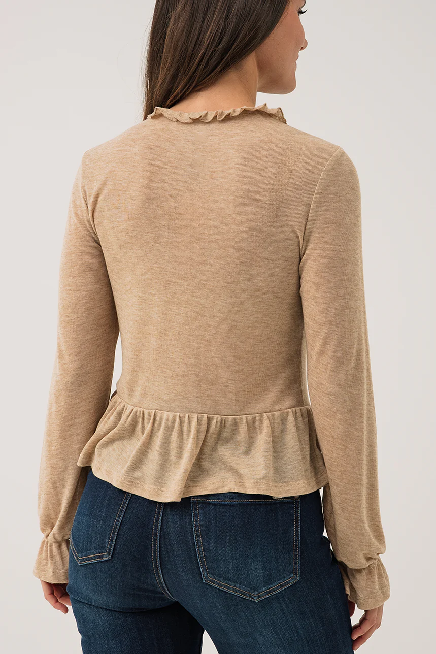 La blouse t-shirt peplum à manches longues - Image 5