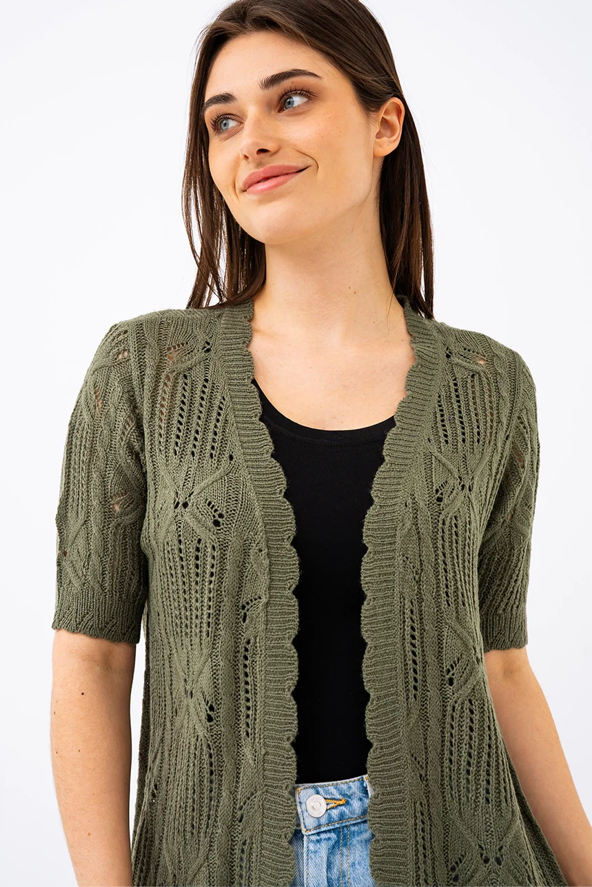 Le cardigan ouvert en tricot
