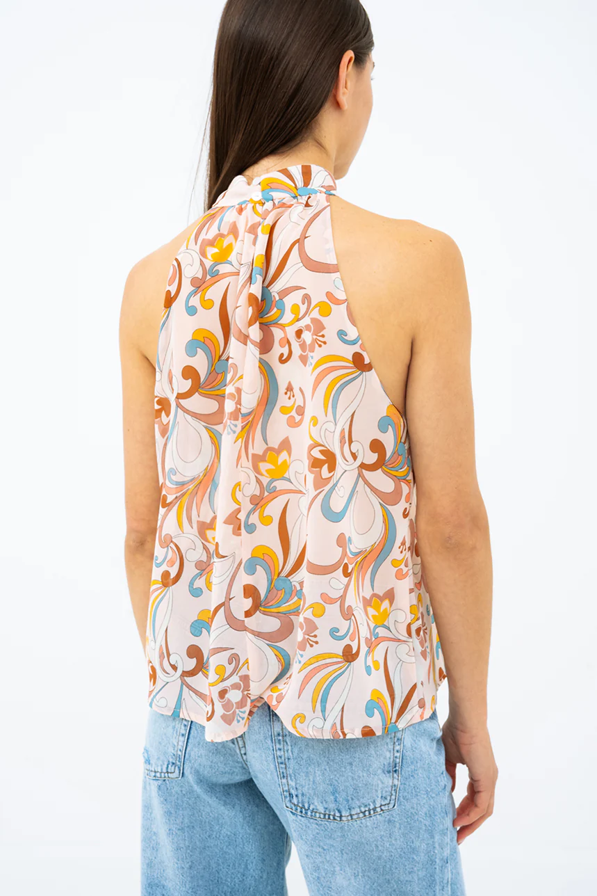 La camisole diaphane imprimé col montant - Image 4