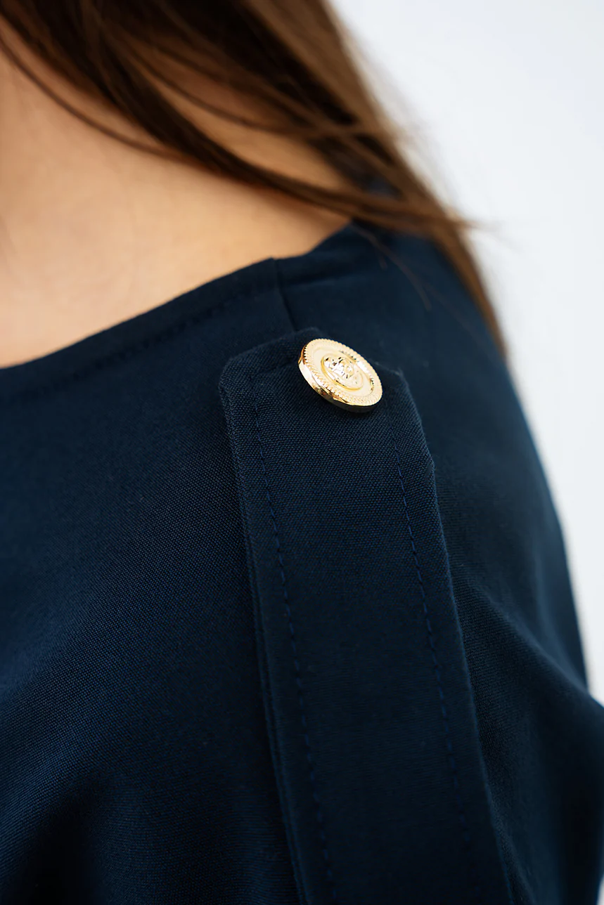 La robe unie à manches courtes avec bouton aux épaules - Image 3