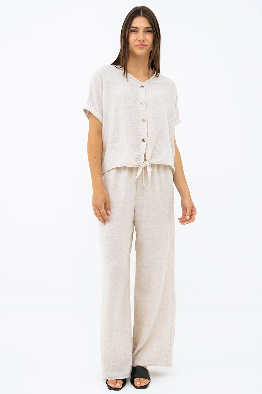 Le pantalon aspect lin chic à boucle - Image 5