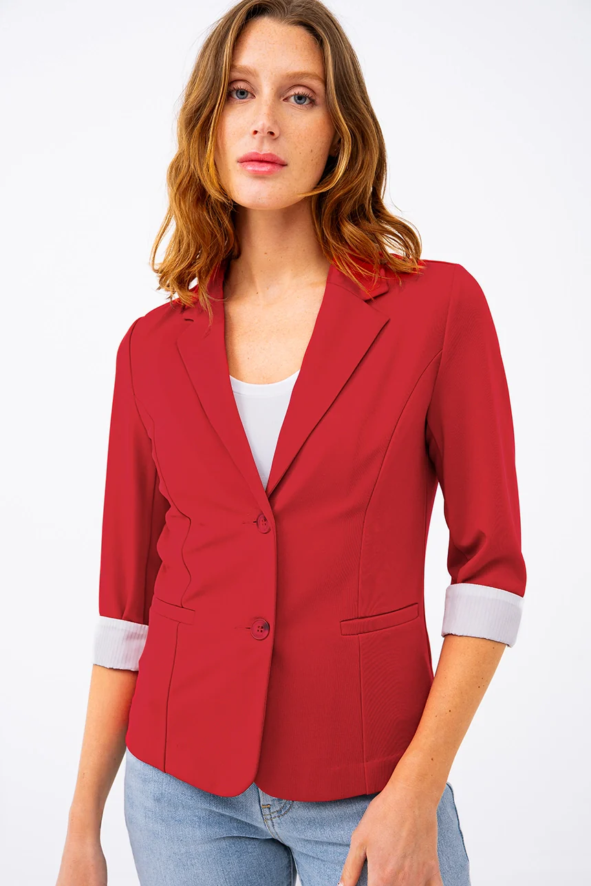 Le blazer manches à revers contraste - Image 11