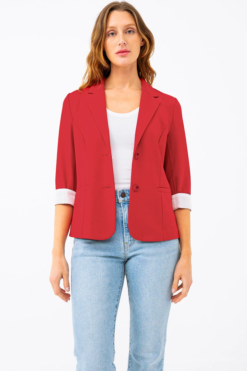 Le blazer manches à revers contraste - Image 12