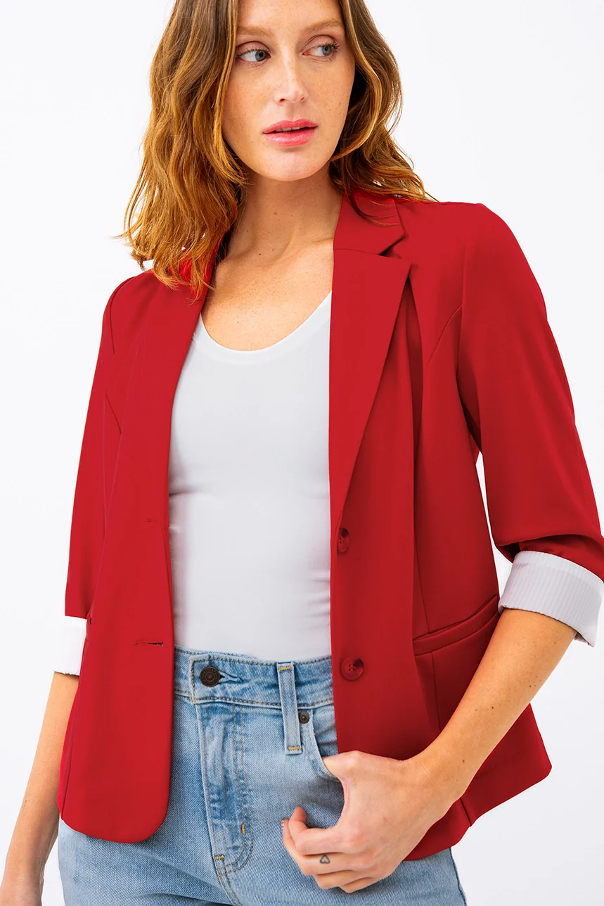Le blazer manches à revers contraste - Image 13