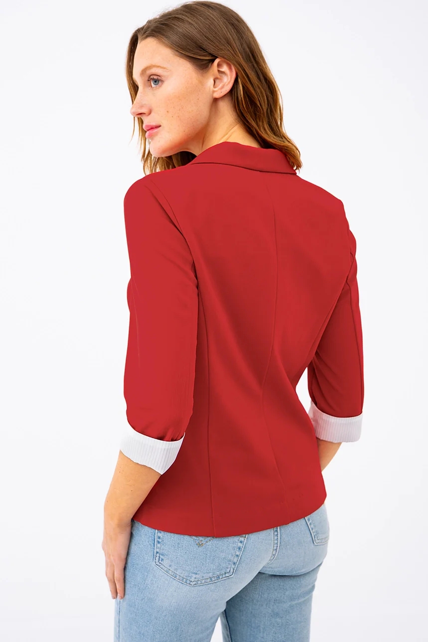 Le blazer manches à revers contraste - Image 14