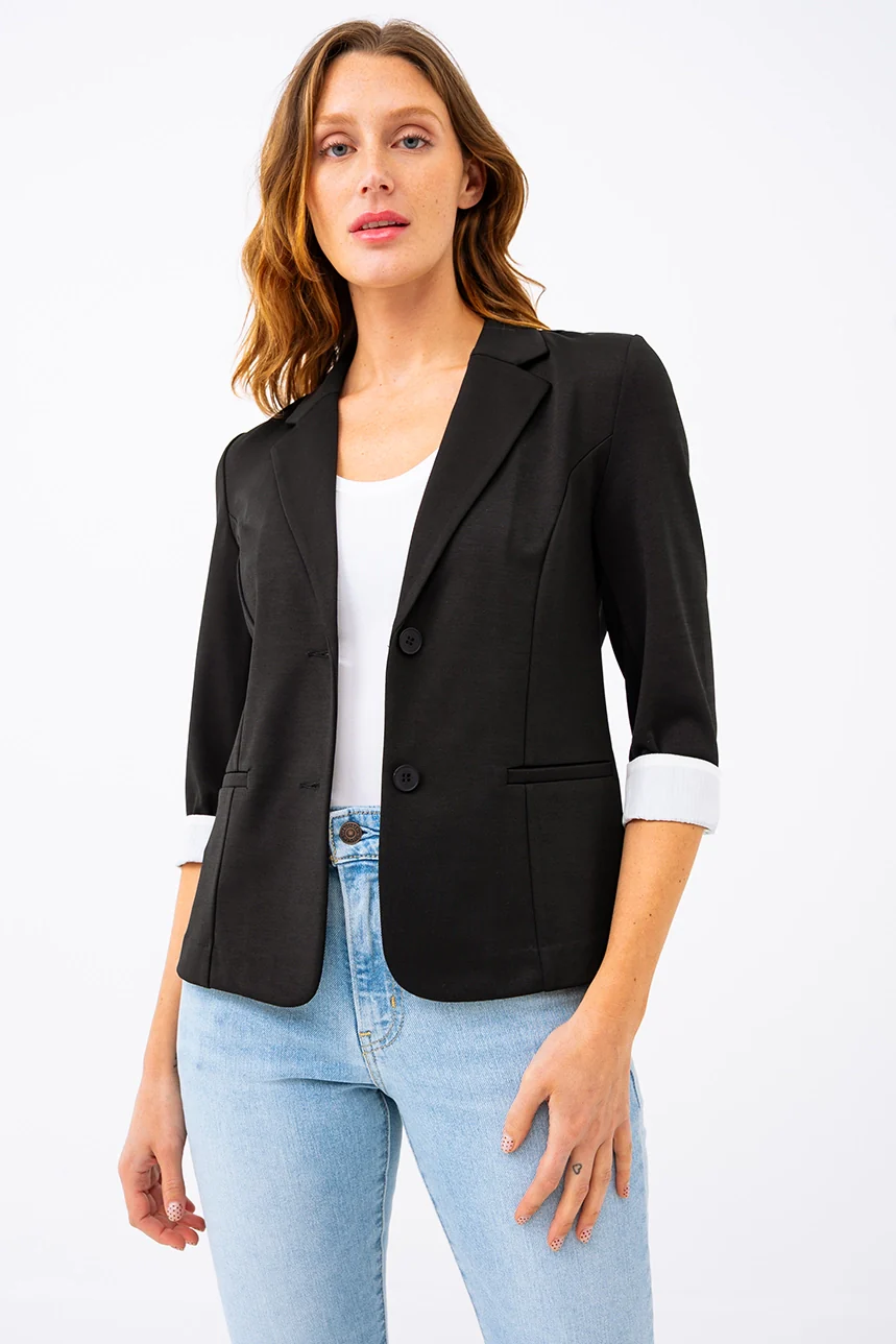 Le blazer manches à revers contraste - Image 2