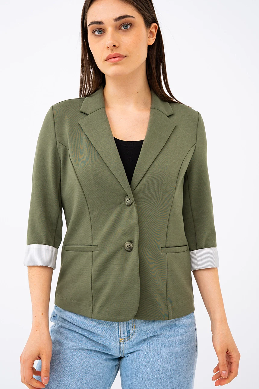 Le blazer manches à revers contraste - Image 5