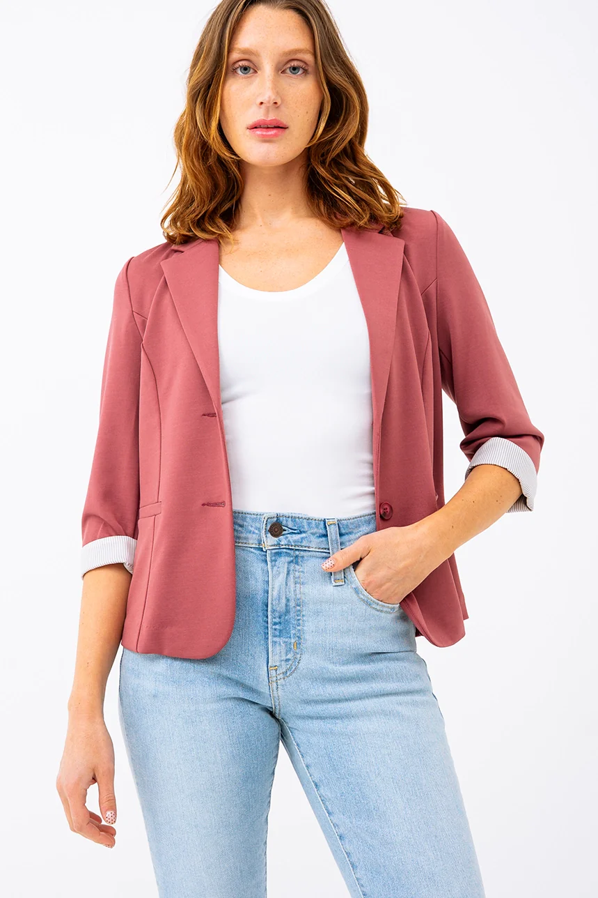 Le blazer manches à revers contraste - Image 8