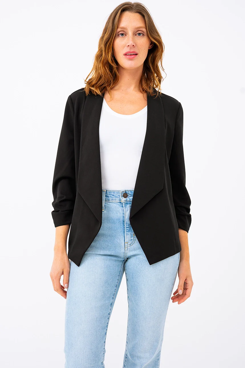 Le blazer uni manches froncées - Image 3