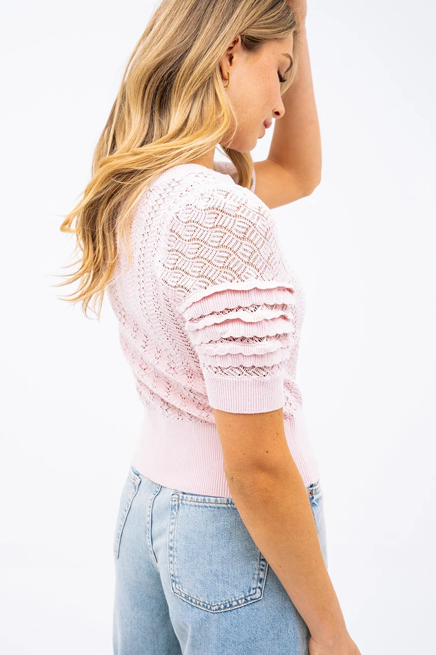 Le chandail à manche courte en tricot ajouré - Image 3