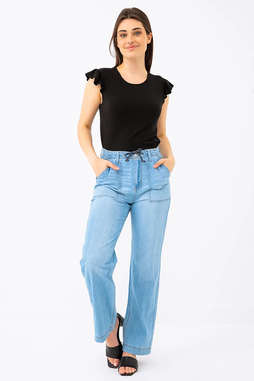 Le jeans bleu jambe large | Modèle Lily - Image 4